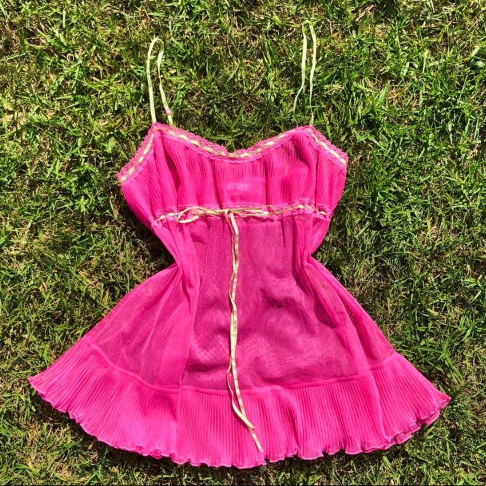 y2k pink victoria secrete babydoll top